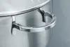 A close-up shot of a stainless steel pot handle. Produktbild-Vorschau