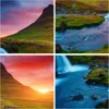 Wanduhr - Quadrat - Glasuhr - Sonnenuntergang Wasserfall Produktbild-Vorschau 8