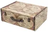 Vintage Holzkoffer mit farbiger Weltkarte Design von HMF mit 44 cm Breite in verschiedenen Größen Produktbild-Vorschau
