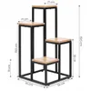 A diagram of a four-tiered metal plant stand with dimensions indicated. Náhled obrázku produktu
