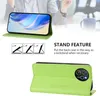A person is shown in the background, and a phone case is displayed in the foreground, demonstrating its stand feature. Produktbild-Vorschau