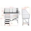 Diagrams and dimensions of a stainless steel dog grooming tub. Anteprima dell’immagine prodotto