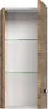 A close-up view of a wall-mounted cabinet with a wooden frame and glass shelves. Produktbild-Vorschau