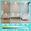 Collage showing a living room with a sectional sofa under different lighting conditions. Náhled obrázku produktu