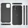 A dark gray iPhone 11 Pro case is displayed from multiple angles on a light gray textured surface. Produktbild-Vorschau