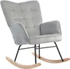 A light gray corduroy rocking chair with wooden rockers and a black metal frame, shown against a white background. Anteprima dell’immagine prodotto