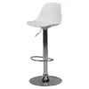 A white bar stool with a chrome base and adjustable height. Náhľad obrázku produktu
