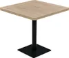 A square bistrot table with a wooden top and a black metal base, isolated on a white background. Náhled obrázku produktu