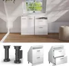 A collage of product images showing furniture legs and a cabinet with drawers, set against a domestic background with a window. Podgląd zdjęcia produktu