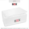 A white styrofoam cooler box with its lid slightly ajar, displaying the brand logo and product number. Produktbild-Vorschau