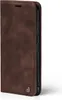 A brown flip cover phone case is shown from the side. Produktbild-Vorschau