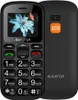 A black Aligator A321 Senior mobile phone is shown from the front and back.