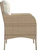 Side view of a single beige poly rattan armchair with a cream cushion. Produktbild-Vorschau