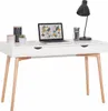 Písací stôl Casa Dolce Skandi, s 2 zásuvkami, 120 cm, biely Náhľad obrázku produktu 1