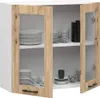 Horní prosklená skříňka 80 cm VERMINA - bílá / dub artisan Náhled obrázku produktu 2