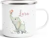 Kindertasse Emaille mit Namen Elefant Tiere Schmetterling Produktbild-Vorschau 1