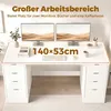 HOMCOM Bureau met 8 lades, modern bureau, 140 x 53 x 75 cm, Productafbeelding-voorbeeld 6