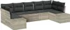 Gartensofa-set mit Kissen 7 pcs Hellgrau Poly-Rattan Produktbild-Vorschau 1
