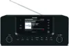 A black DAB+ radio with an antenna extended, displayed against a black background. Produktbild-Vorschau