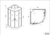 Technical drawings of a shower cabin with dimensions. Produktbild-Vorschau