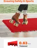 A person wearing roller skates is standing on red interlocking floor tiles. Podgląd zdjęcia produktu