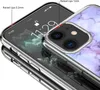 A close-up view of an iPhone case with a marble pattern, highlighting the raised edges around the screen and camera. Produktbild-Vorschau