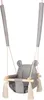 A baby swing with a gray fabric seat and wooden bars, suspended by ropes. Náhled obrázku produktu