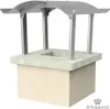 A stainless steel chimney cap on a concrete base. Produktbild-Vorschau