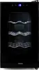 Front view of a black wine cooler with chrome racks. Voir les images du produit