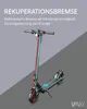 An illustration of an electric scooter with lines indicating energy flow, accompanied by marketing text. Produktbild-Vorschau