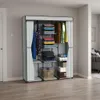 Textile Garderobe SONIA 8 Regalböden Grau mit Vorhang Produktbild-Vorschau 3