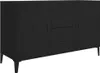 A black sideboard with two doors and two drawers, shown from a three-quarter angle against a white background. Náhled obrázku produktu