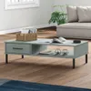 vidaXL Couchtisch OSLO mit Metallbeinen Grau Massivholz Produktbild-Vorschau 2