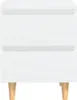 A white nightstand with two drawers and wooden legs, shown against a white background. Náhled obrázku produktu