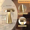 LED Akku Pilz-Tischleuchte gold Metall Dimmbar Kabellos USB Produktbild-Vorschau 5