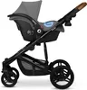 A studio shot of a gray and black baby stroller with a car seat attached, isolated on a white background. Anteprima dell’immagine prodotto