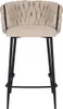 A front view of a beige bar stool with black metal legs. Produktbild-Vorschau