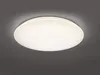 A close-up shot of a white, circular LED ceiling light with a speckled pattern, mounted on a dark gray ceiling. Produktbild-Vorschau