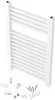 A white radiator with mounting hardware and accessories laid out in front of it. Náhľad obrázku produktu