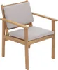 A wooden armchair with gray cushions, photographed against a white background. Voir les images du produit
