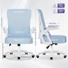 A size chart for a blue and white office chair, showing dimensions and weight/height limits. Produktbild-Vorschau