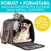 A cat and a puppy are in and on a pet carrier. Produktbild-Vorschau