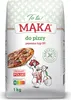 A bag of flour for pizza with a drawing of a woman on a scooter holding a pizza. Produktbild-Vorschau