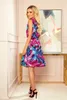 Numoco Damen trapezförmig Kleid mit Blumen Sieger Blau Rosa Produktbild-Vorschau 2