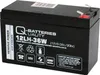 A black rechargeable battery with white text and symbols on a white background. Produktbild-Vorschau