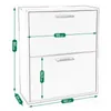 A line drawing of a white shoe cabinet with dimensions indicated. Náhľad obrázku produktu