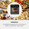 A collage of food items and an air fryer, with text highlighting its versatility. Náhľad obrázku produktu