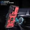 A red and black phone case with a ring holder is shown attached to a magnetic car mount. Produktbild-Vorschau