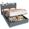 okwish Lit capitonné 140×190 cm avec prise et éclairage Voir les images du produit 9