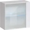 A white wall-mounted cabinet with glass shelves and a glass sliding door. Náhled obrázku produktu